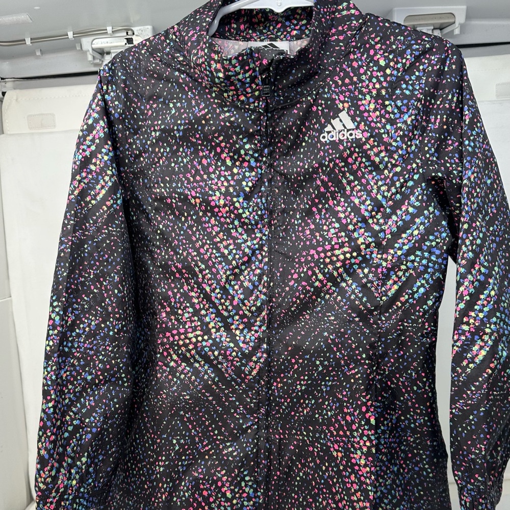 Adidas Girls Black Jacket with Color Specks Size 4